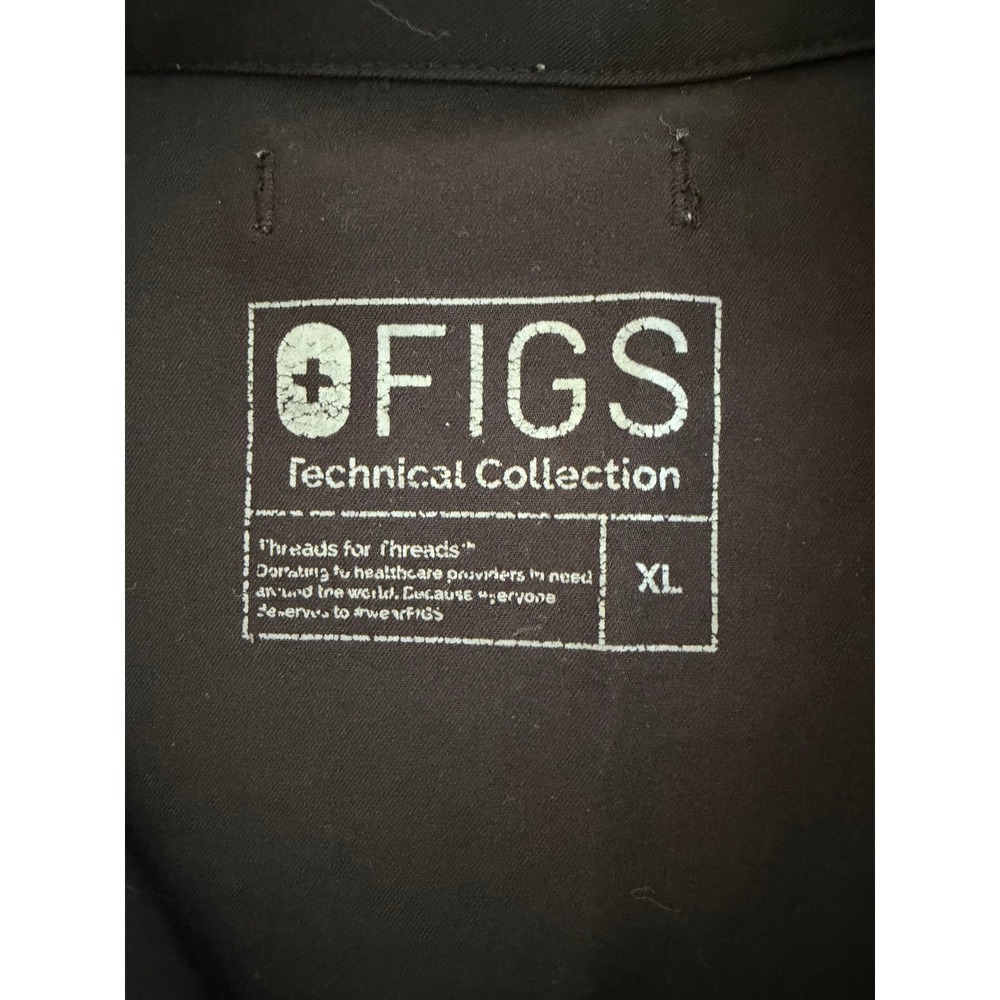 FIGS Technical Collection Black Scrub Top Womens XL W19SW1028 Mandarin Collar - Picture 3 of 7